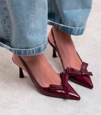 کفش ورنی پاپیونی زرشکی