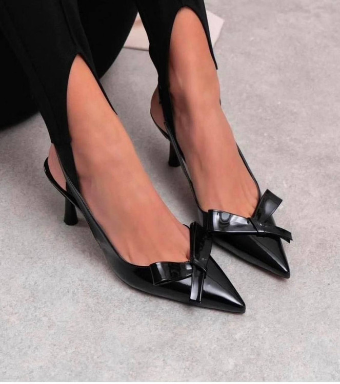 کفش ورنی پاپیونی مشکی