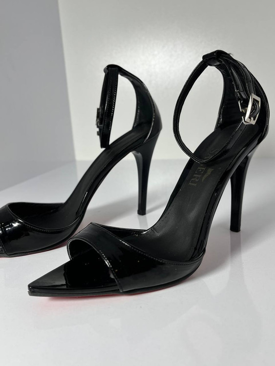 کفش ورنی مجلسی جلو باز مشکی