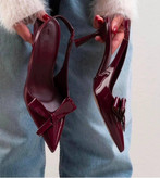 کفش ورنی پاپیونی زرشکی