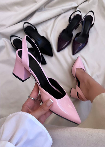 کفش زنانه مجلسی ورنی پاشنه۵سانت صورتی