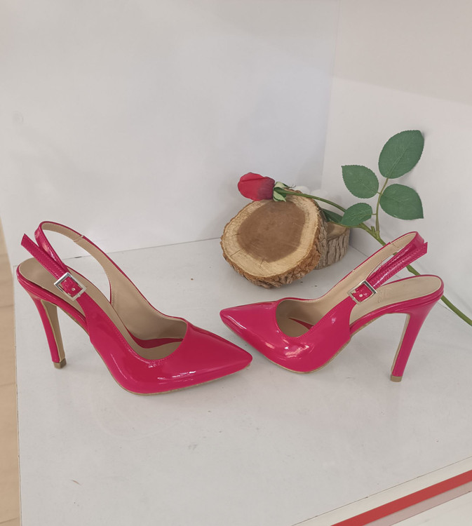 کفش زنانه مجلسی پشت باز جلوبسته ورنی صورتی