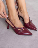 کفش مجلسی ورنی زنانه پاشنه ۷سانت زرشکی